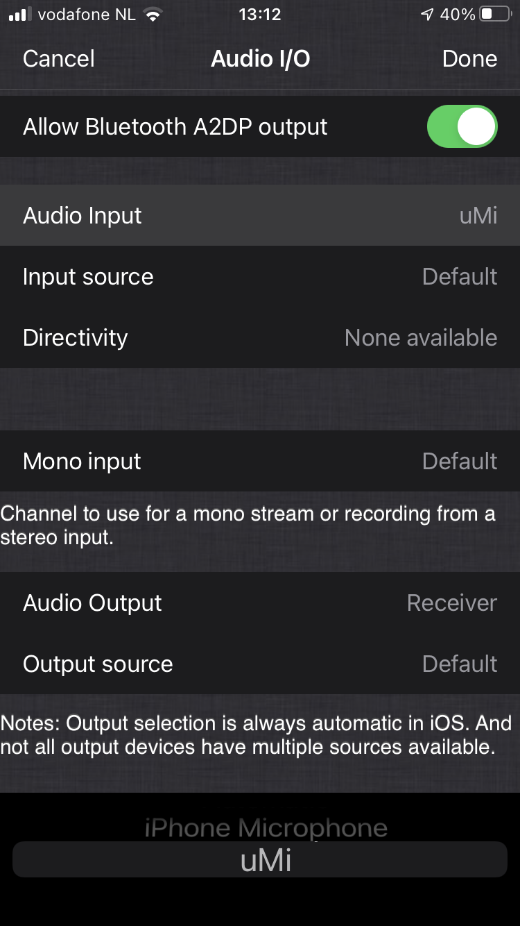 Select audio i/o